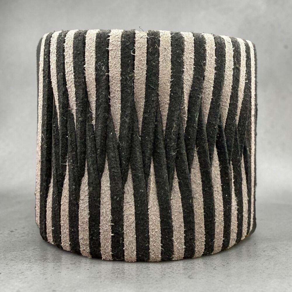 Marlyn Schiff Designer Cuff Bracelet Chunky Black Gray Suede Woven 7-7.25”